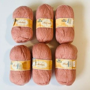 Vintage Phentex Mohair Acrylic Yarn Rose Pink 1.75oz Lot of 6 Skeins New
